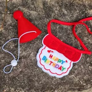 [콩심팥심]반려견 반려묘 생일 축하 모자 스카프 세트