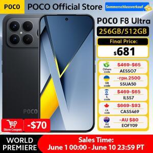 월드 프리미어 POCO F8 울트라 스마트폰 스냅드래곤 8 엘리트 5세대 6500mAh 6.9인치 120Hz POCO 하이퍼