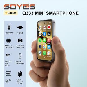 SOYES Q333 미니 스마트폰 4GB RAM 64GB ROM 안드로이드 12.0 얼굴 잠금 해제 2000mAh 4G LTE Type-C OTG 3