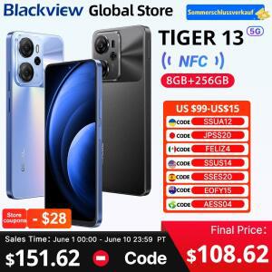 블랙뷰 오스칼 타이거 13 5G 스마트폰 6.67인치 90Hz IPS 디스플레이 유니소크 T760 NFC 5000mAh 8GB 256GB