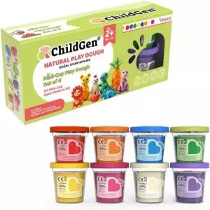 ChildGen 미니 컵 놀이 반죽 세트 8팩 무독성 천연 감각 몬테소리 창의적 정교한 운동 기술 여행 친화적인
