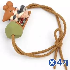 TBZ 큐빅포인트 목도리 쥐 머리끈 다크브라운x4개 고무줄 머리고무줄 똥머리밴드