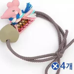 TBZ 큐빅포인트 목도리 쥐 머리끈 핑크x4개 헤어머리끈 짱짱한머리끈 기본머리끈