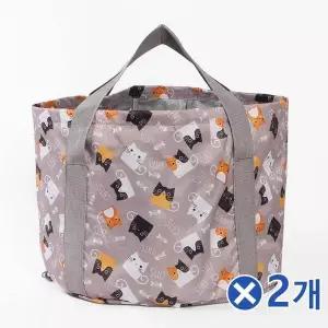 TBZ 귀여운 고양이패턴 족욕 바스켓 그레이x2개 족욕탕