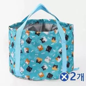 TBZ 귀여운 고양이패턴 족욕 바스켓 스카이x2개 발건강