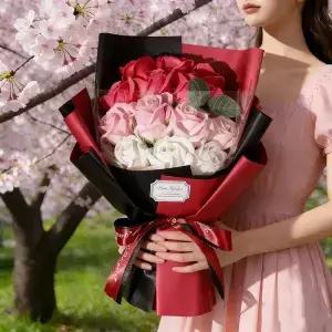 새로운 장미 인공 꽃 수제 비누 꽃다발 결혼식 생일 파티 발렌타인 데이 DIY 선물 홈 데코레이션