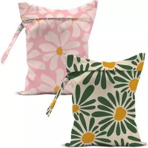 YRZGBNM 귀여운 데이지 플로럴 습식 가방 2개 수영복 기저귀 수영장 해변 여행용 더러운 요가복 세면도구