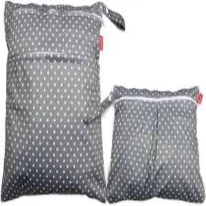 다메로 2pcs 습식 및 건식 가방 천 기저귀용 손잡이가 달린 여행용 펌핑 부품 의류 수영복 등 회색 점