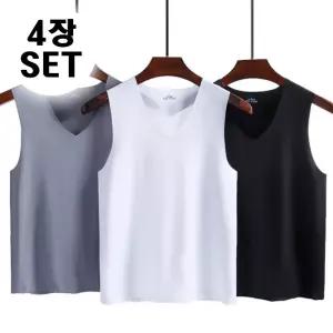 [4개세트] 부드러운 남성 무봉제 민소매 나시 런닝 (4color)
