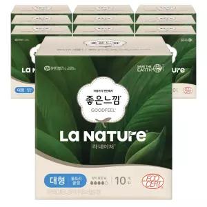 좋은느낌 라네이처 유기농 생리대 울트라슬림 대형 10개입 10팩