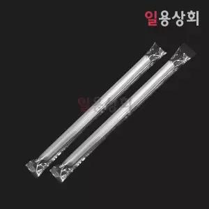 버블티 빨대 사선커팅 HC 12 x 210mm 개별포장 2800개 반투명