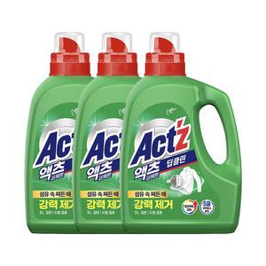 액츠 퍼펙트 액체세제 딥클린 용기, 3L, 3개