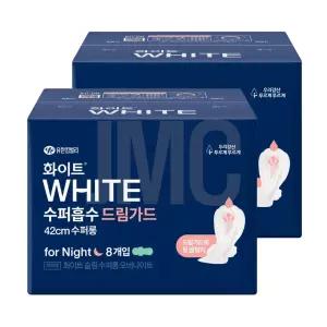 화이트 수퍼흡수 드림가드 42cm 수퍼롱 오버나이트, 8개입, 2개