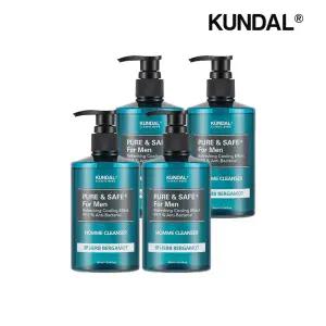 [쿤달] 퓨어 앤 세이프 쿨링 남성청결제 허브베르가못 300ml x4개
