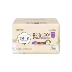 [좋은느낌] 좋은느낌 유기농100% 순면커버 팬티라이너 19cm 수퍼롱 28P