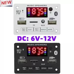 6V 12V 블루투스 5.0 MP3 디코딩 보드 모듈 무선 자동차 USB MP3 플레이어 TF 카드 슬롯 USB FM 마이크 핸