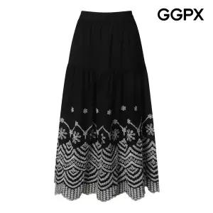 [GGPX] 자수 펀칭 롱 스커트 (GQ1SK016F)