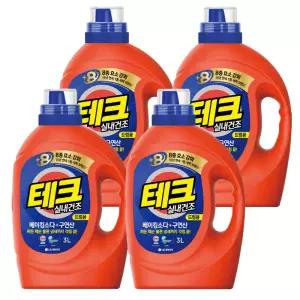 테크액체세제 드럼세탁기세제 드럼용 3L 4개