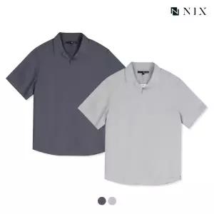 [NIX]남) 텐셀린넨 레귤러핏 오픈카라넥 풀오버 반팔 셔츠(FNPMCSH104P)