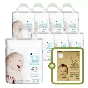 4팩+4팩 네이쳐러브메레 매직 슬림핏 팬티 기저귀, 총 8팩 [GIFT] 유아 위생 면봉 80P 1개