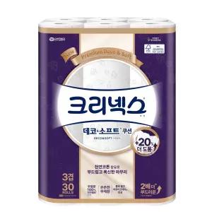 크리넥스 데코앤소프트 화장지 30롤 3겹 25m 1개