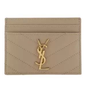 YSL 로고 퀼팅 가죽 카드지갑 423291BOW01 2721 DARK BEIGE