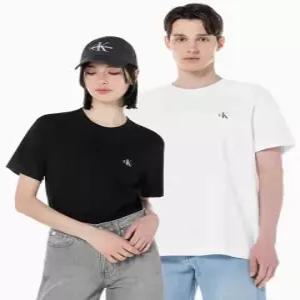 캘빈클라인 [CK][공식] 남녀공용 2PACK SET 로고 솔리드 반팔 티셔츠 4RAB217 3GE