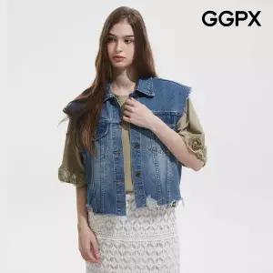 [GGPX] 빈티지 데미지 컷팅 데님 베스트 (GQ4VT006F)