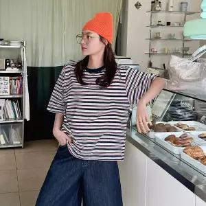 [메이블루]멀티 스트라이프 반팔티