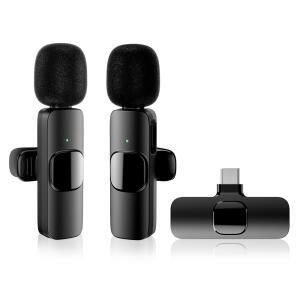 색소폰핀마이크 17 16 15 USB C용 무선 라발리에 미니 브이로그용 마이크 비디오 노이즈 녹화 캔슬링