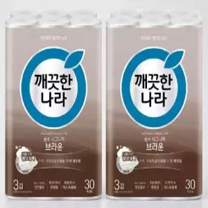 깨끗한나라 순수시그니처 화장지 브라운 30m 30롤 2팩