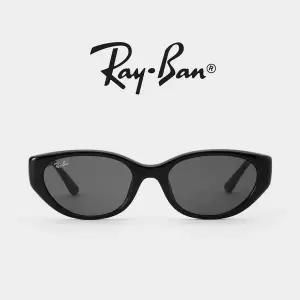 [레이밴](센텀시티점)[백화점 정품] RB4457D 6677 87 블랙 아시안핏 오벌 캣아이 뿔테 레이벤 선글라스