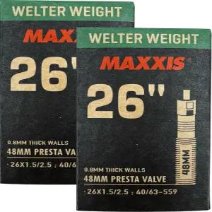 Maxxis 26인치 x 1.50-2.50인치 웰터 웨이트 자전거 내부 튜브 프레스타 또는 슈레이더 밸브 탈착식 코어