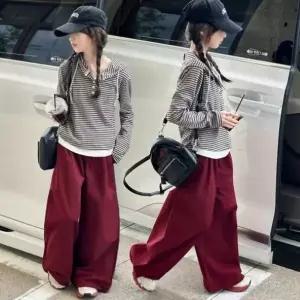 여아 스프 후드 페이크 레이어드 긴팔 상의 초등학생 하의 긴바지 주니어 세트 봄 가을 초등생 상의+하의 7