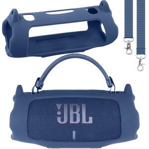 JBL 차지 6 방수 휴대용 블루투스 스피커 실리콘 케이스 어깨끈이 있는 부드러운 보호 슬리브 커버 스피커(파란색)