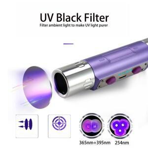 UV 자외선 어댑터링UV 램프 254nm 장파 및 광물 검출기 블랙라이트 LED 손전등 필터 포함)