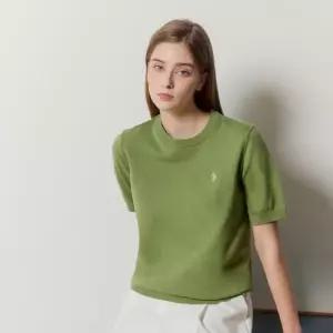 유에스피에이 USPA 여성 코튼 반팔 니트 라이트 그린_WP26KT207