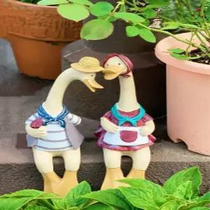 오리 마당 귀여운 정원 꾸미기 동물 조형물 홈 장식품 야외 모형 조각상 세트 거위