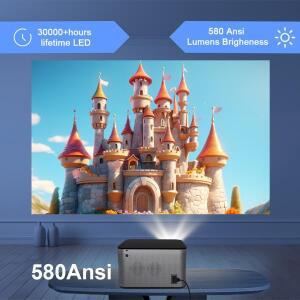 맥큐빅 HY350 홈 시네마 프로젝터 1080P 네이티브 자동 초점 안드로이드 11 4K Wifi6 580ANSI 2+32G 음성