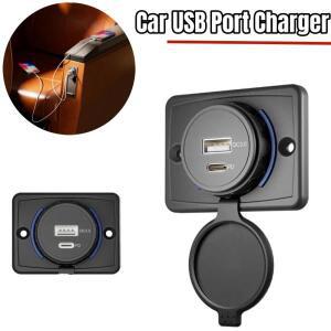 12-24V QC3.0 + PD 자동차 USB 포트 충전기 LED 라이트 소켓 어댑터  RV에 대 한 방수 패널