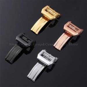 IWC 가죽 스트랩 교체 버클용 18mm 스테인레스 스틸 디플로이먼트 폴딩 클래스프 실버 골드 로즈 블랙 시계