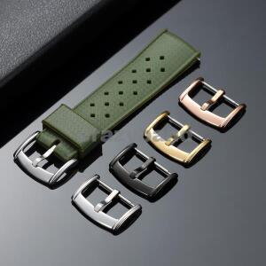 폴란드산 스테인리스 스틸 시계 핀 버클 16mm 18mm 20mm 실버 블랙 실리콘 가죽 시계 밴드 스트랩 솔리드