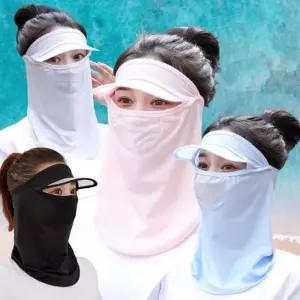 4색 1개 일체형 썬캡 마스크/여름/차단/모자/자외선/골프/얼굴/가리개/안면/햇빛/가리게/낚시/등산/라이딩