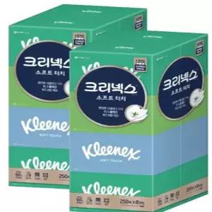 크리넥스 소프트터치 티슈 250매 x 8 x 2팩