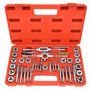 GMTOOLS 40PCS 탭 앤 다이 세트 미터법 크기 표준 M3에서 M12 조절 가능한 손잡이가 있는 외부 및 내부 나사산 절단용 도구 전체 액세서리 보관 케이스 vZX