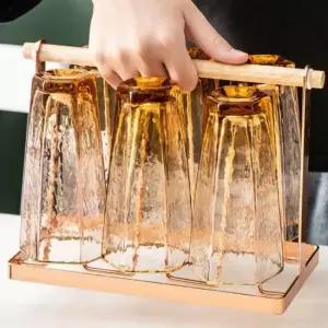 골드 우드 컵 받침 거치대 컵홀더 컵 정리 손잡이 컵받침대 컵받침대 컵거치대 컵정리대