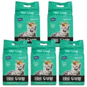 고양이 테비 두부왕 두부모래가는입자 밀크 7LX5개 천연두부모래 (WF2C9F1)