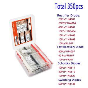 350PCS 14종 다이오드 키트 1N4001 1N4148 RL207 UF4007 FR107 정류기/ 복구/숏키/스위칭 세트