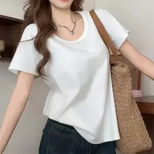 반팔 티셔츠 루즈핏넥 무지 기본 여성 반팔티 여름 U넥 무지티 데일리 여성상의 베이직