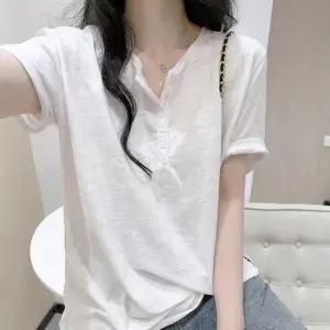 데일리 반팔 티셔츠 여성 헨리넥 여리핏 반팔티 여름 무지티 기본 여성상의 베이직 심플